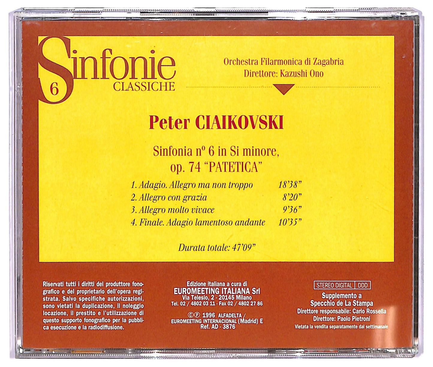 EBOND Ciaikovski - Sinfonia N. 6 In Si Minore, Op. 74 'Patetica' CD CD065648