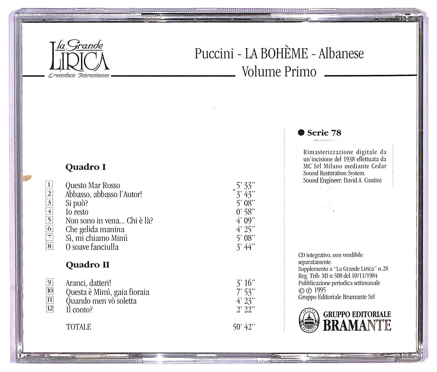 EBOND Giacomo Puccini - La Boheme - Licia Albanese Primo volume CD CD065705