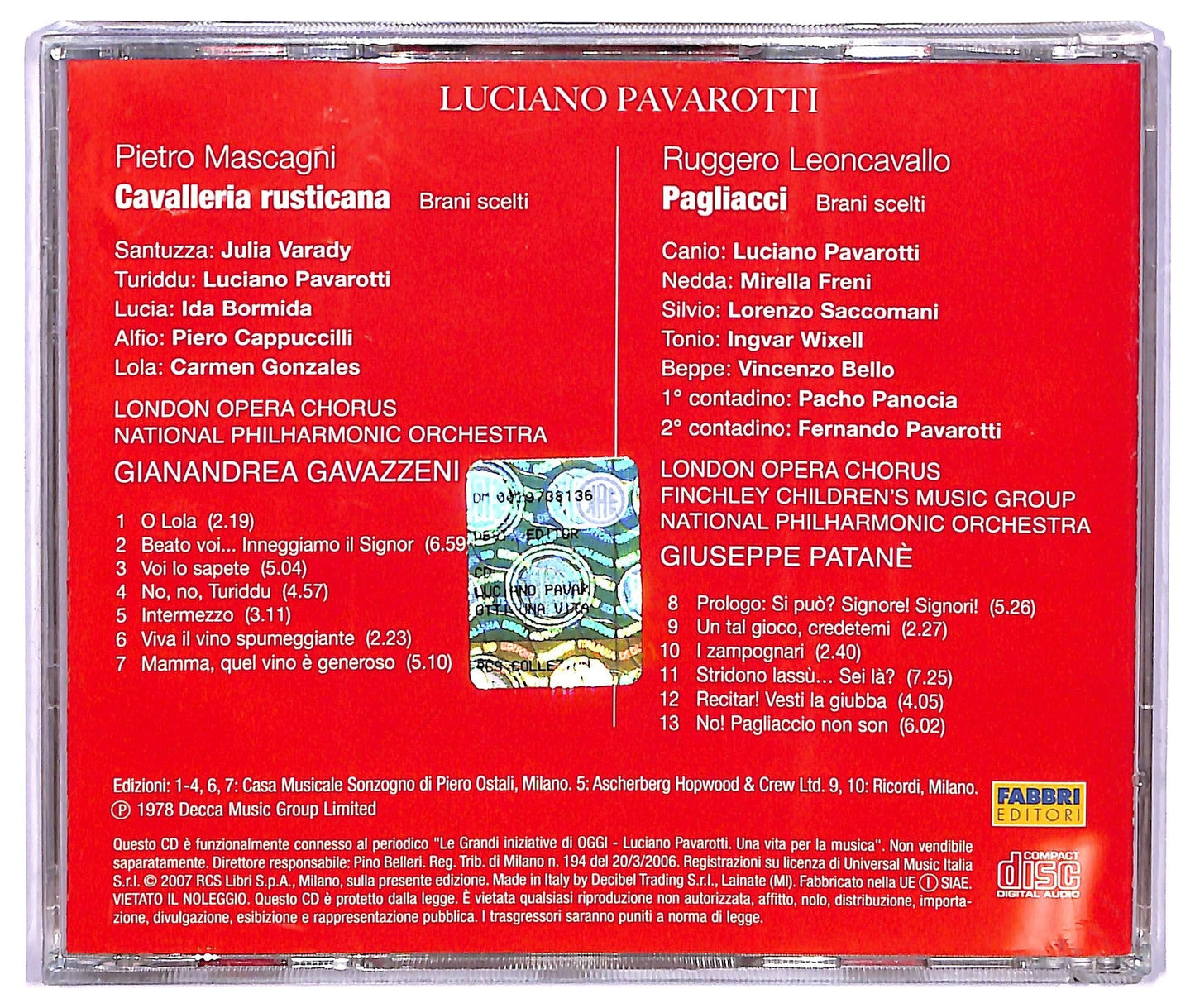 EBOND Luciano Pavarotti - Cavalleria Rusticana Pagliacci CD CD065719