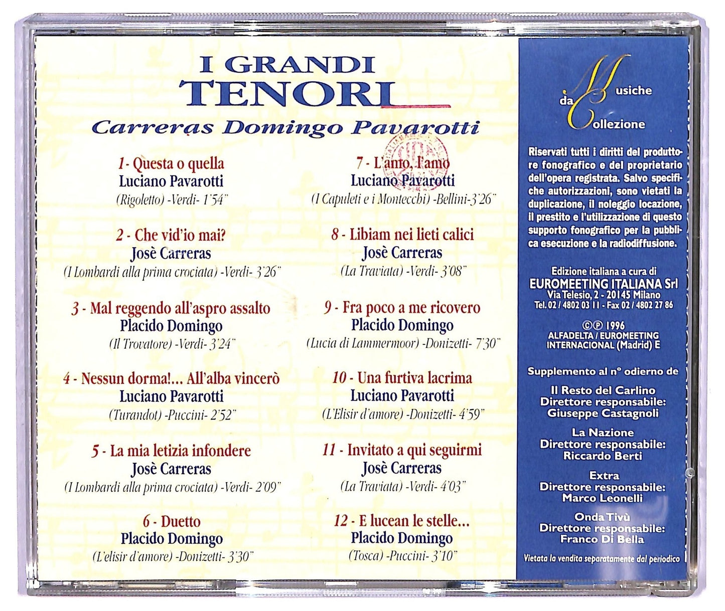 EBOND Jose Carreras Domingo Pavarotti - I Grandi Tenori CD CD065733