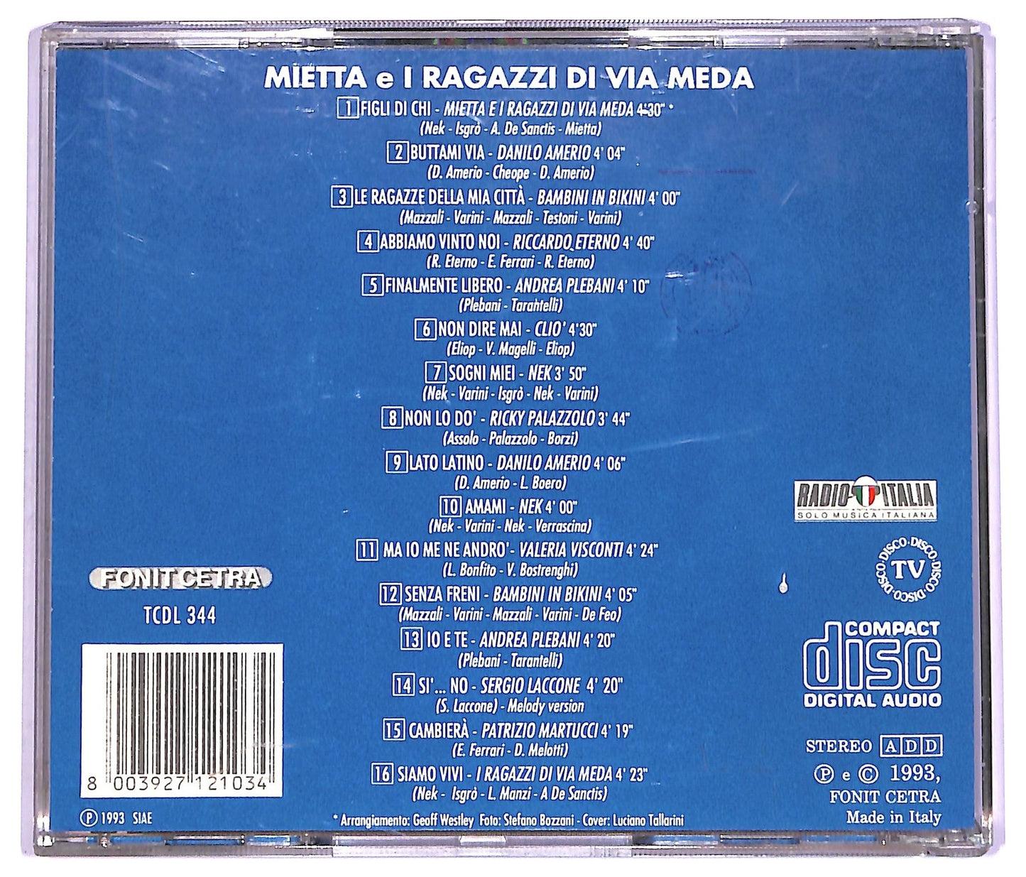 EBOND Mietta E I Ragazzi Di Via Meda - Mietta E I Ragazzi Di Via Meda COMPILATION JEWEL CASE CD CD065830