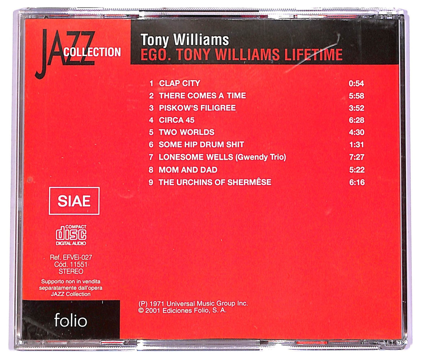 EBOND The Tony Williams Lifetime - Ego ALBUM EDITORIALE JEWEL CASE CD CD065910