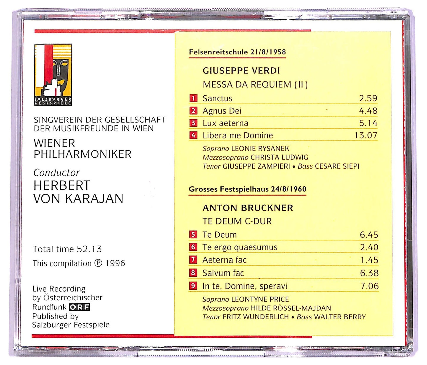 EBOND Verdi Bruckner Wiener Philharmoniker - Messa Da Requiem II Te Deum ALBUM EDITORIALE JEWEL CASE CD CD065912