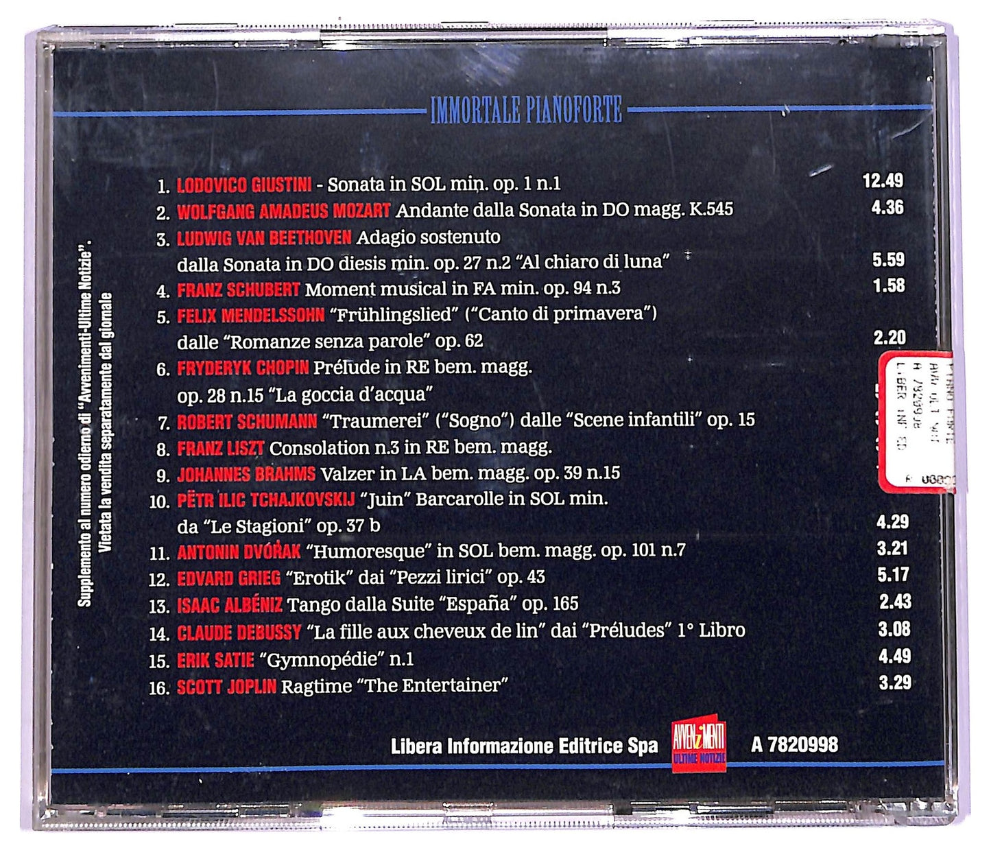 EBOND Daniela Sabatini - Immortale Pianoforte CD CD065915