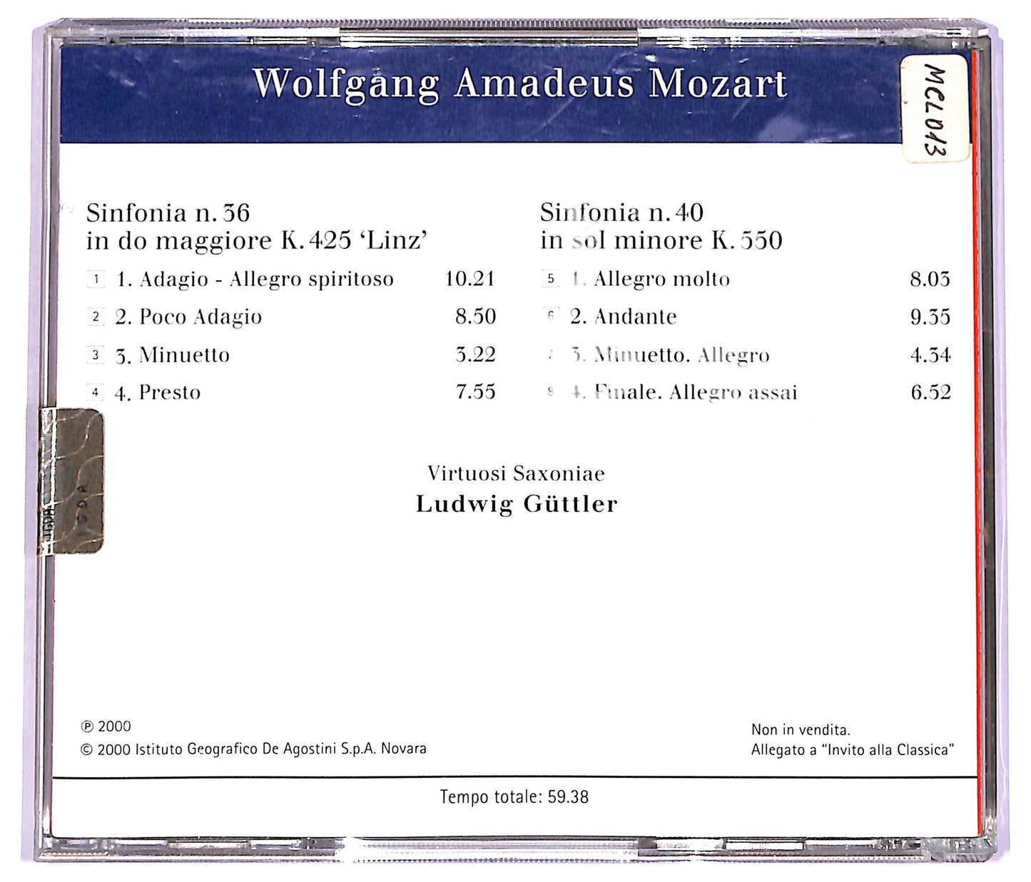 EBOND Mozart - Sinfonie n.36 Linz e n.40 ALBUM EDITORIALE JEWEL CASE CD CD066243