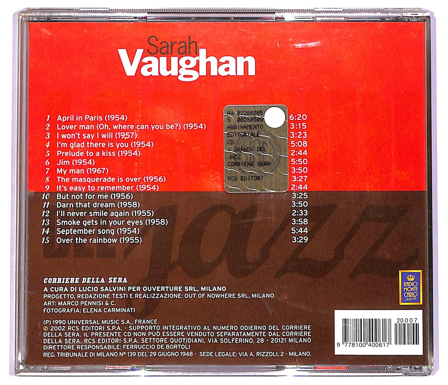 EBOND Sarah Vaughan - Sarah Vaughan (Round Midnight) COMPILATION EDITORIALE JEWEL CASE CD CD066304