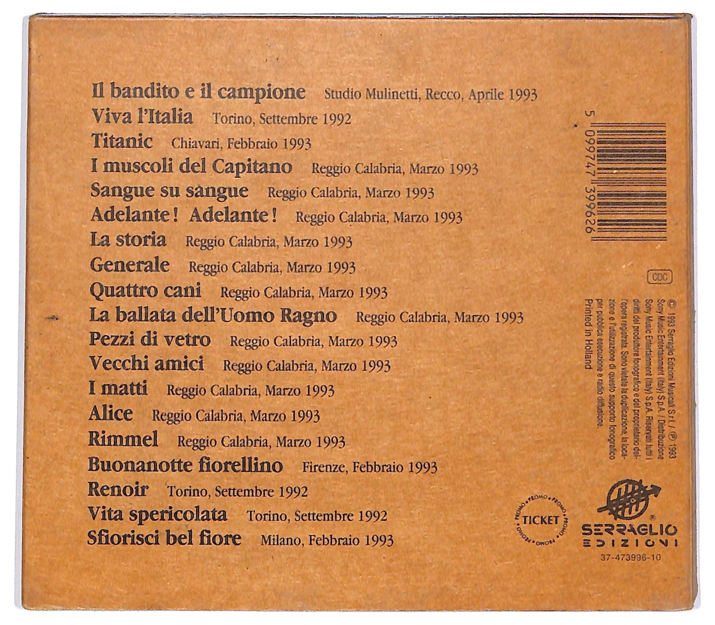 EBOND Francesco De Gregori - Il Bandito E Il Campione ALBUM DIGIPACK CD CD066627