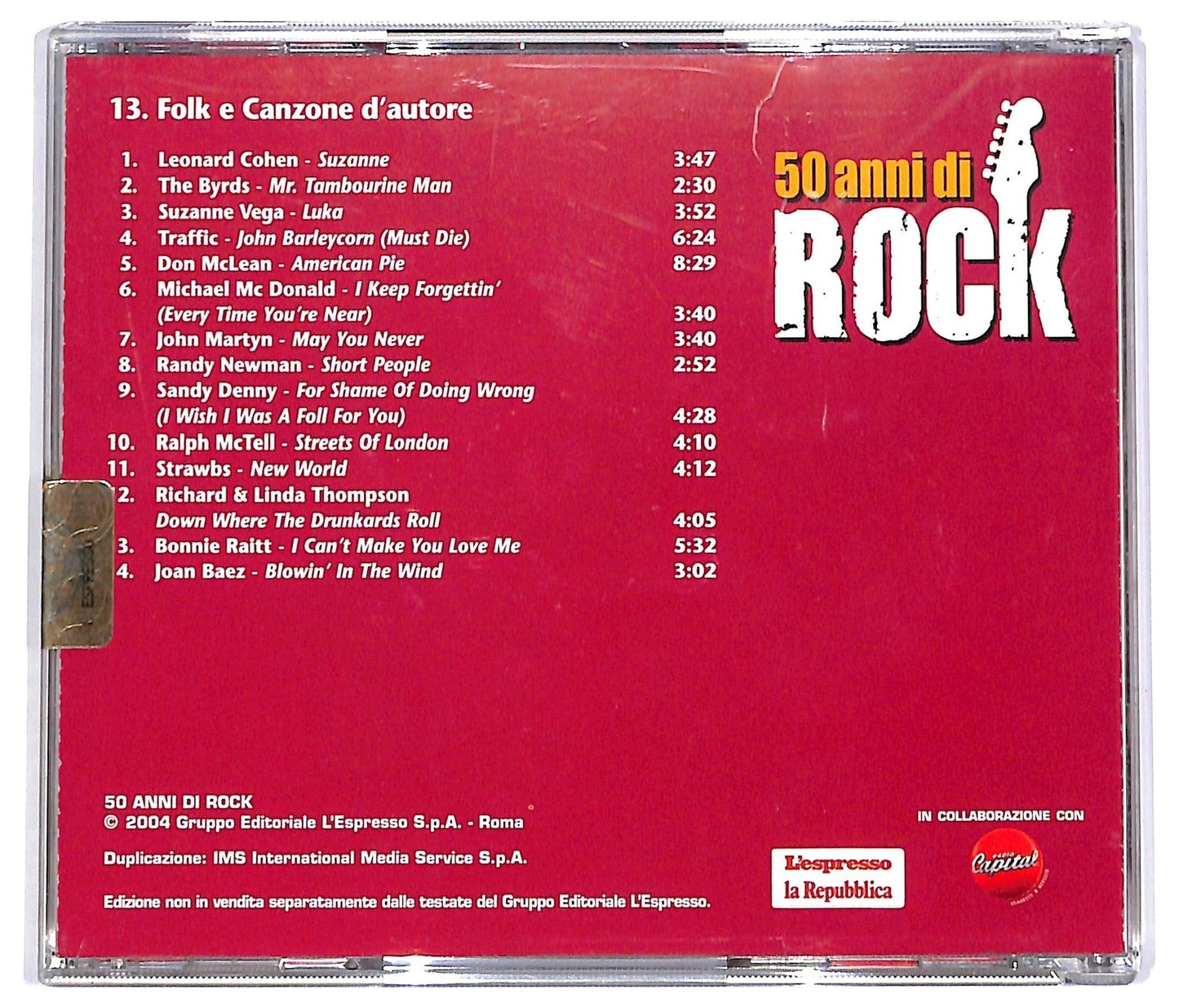 EBOND Various - Folk E Canzone D'autore - 50 Anni Di Rock Vol 13 COMPILATION EDITORIALE JEWEL CASE CD CD066629