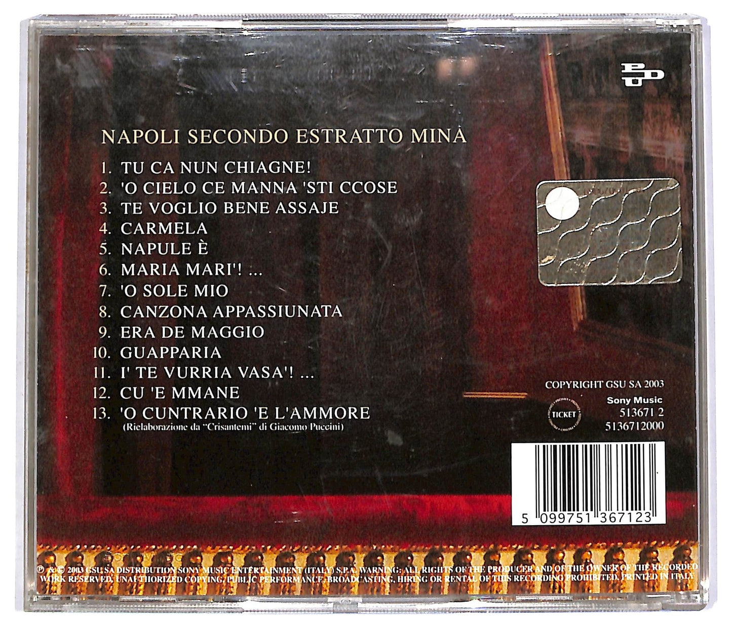 EBOND Mina - Napoli Secondo Estratto ALBUM JEWEL CASE CD CD066663