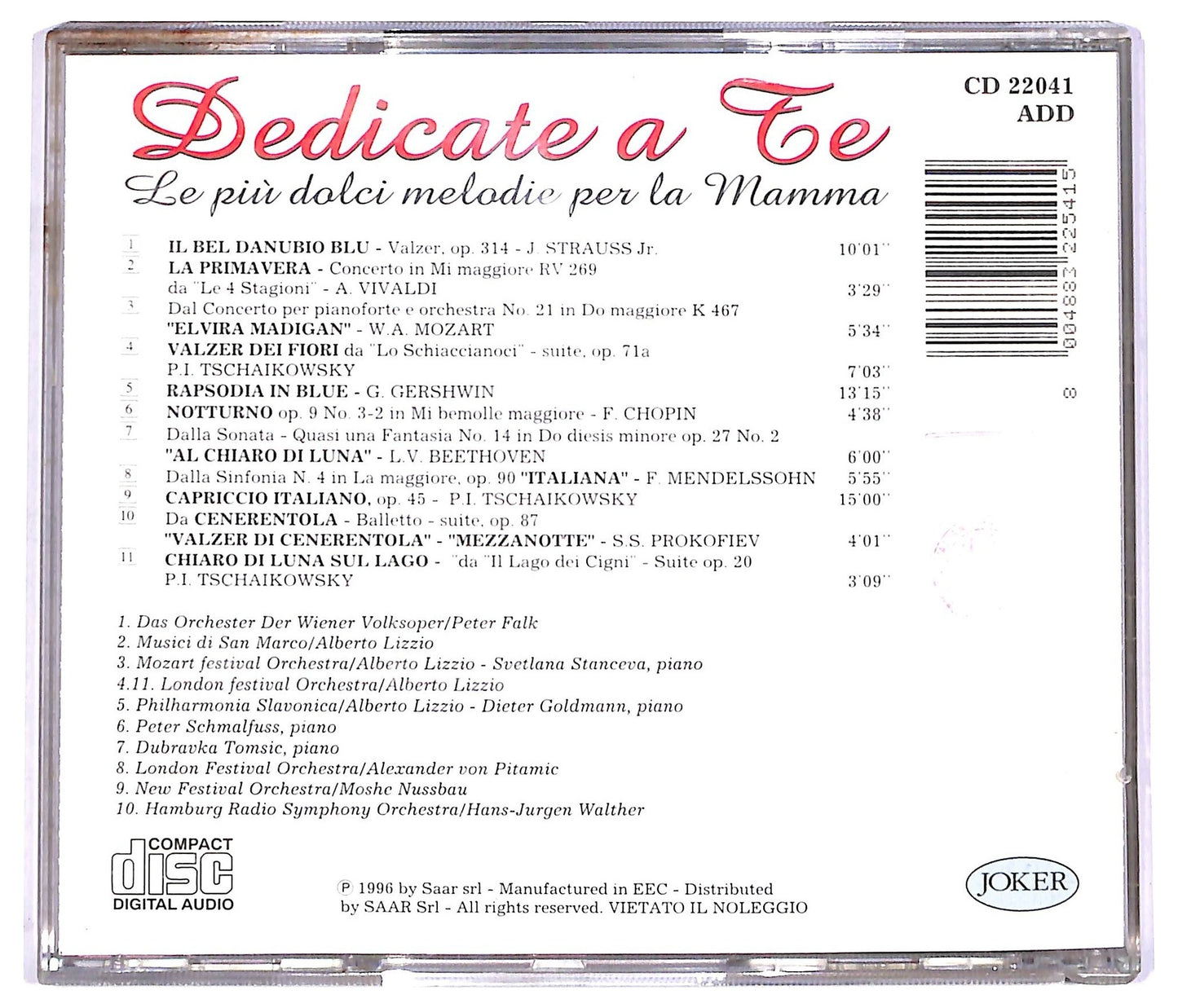 EBOND Various - Dedicato A Te Le Piu Dolci Melodie Per La Mamma COMPILATION JEWEL CASE CD CD066724
