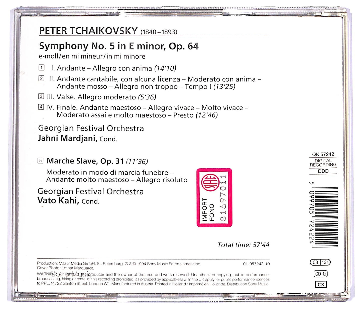 EBOND Tchaikovsky - Symphony No 5 Marche Slave COMPILATION JEWEL CASE CD CD066731