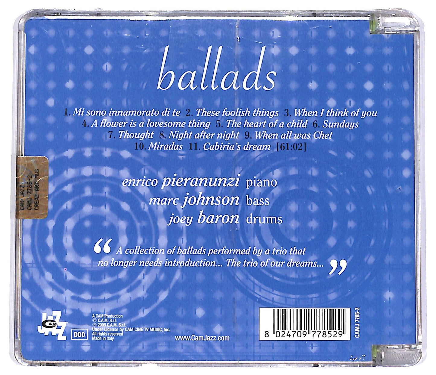 EBOND Enrico Pieranunzi, Marc Johnson, Joey Baron - Ballads CD CD067050