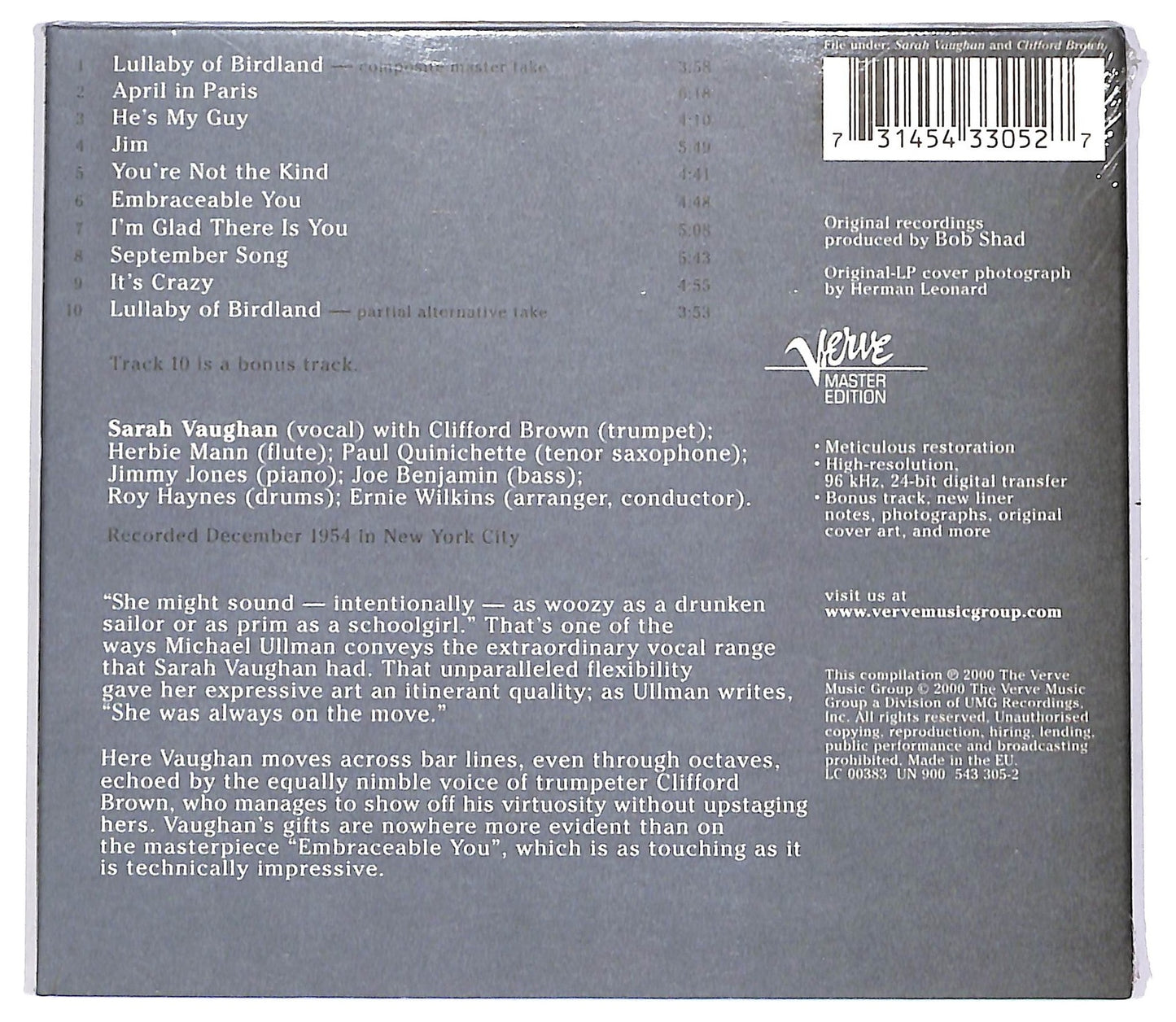 EBOND Sarah Vaughan - Sarah Vaughan CD CD067065