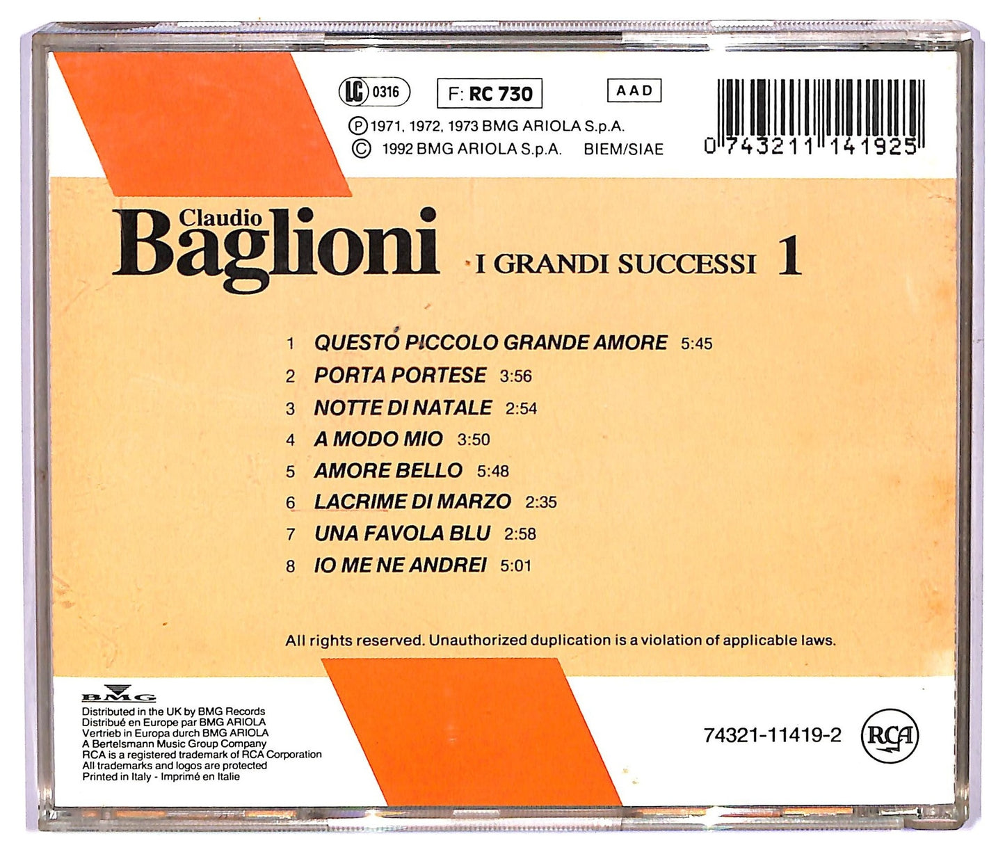 EBOND Claudio Baglioni - I Grandi Successi 1 COMPILATION EDITORIALE JEWEL CASE CD CD067103