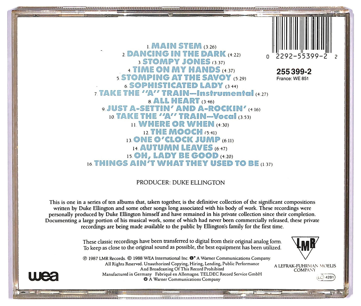 EBOND Duke Ellington the private collection -Volume Two Dance Concerts California 1958 ALBUM JEWEL CASE CD CD067136