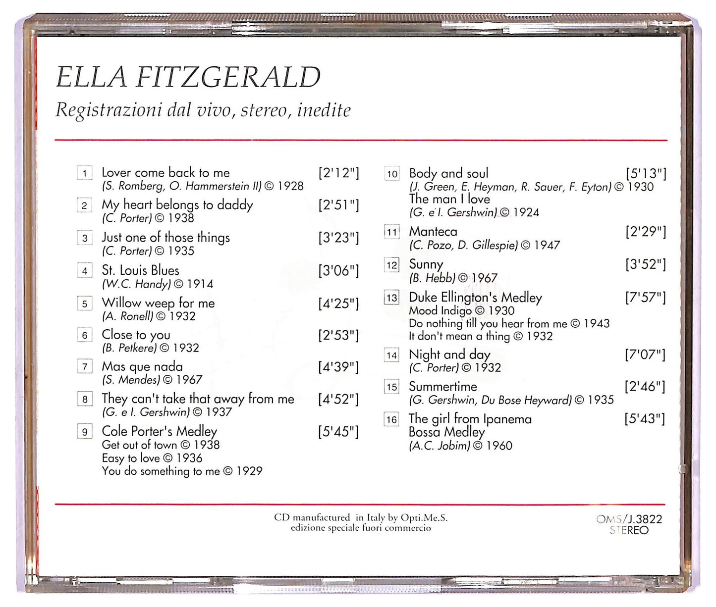 EBOND Various - Ella Fitzgerald registrazioni dal vivo stereo inedite CD CD067213