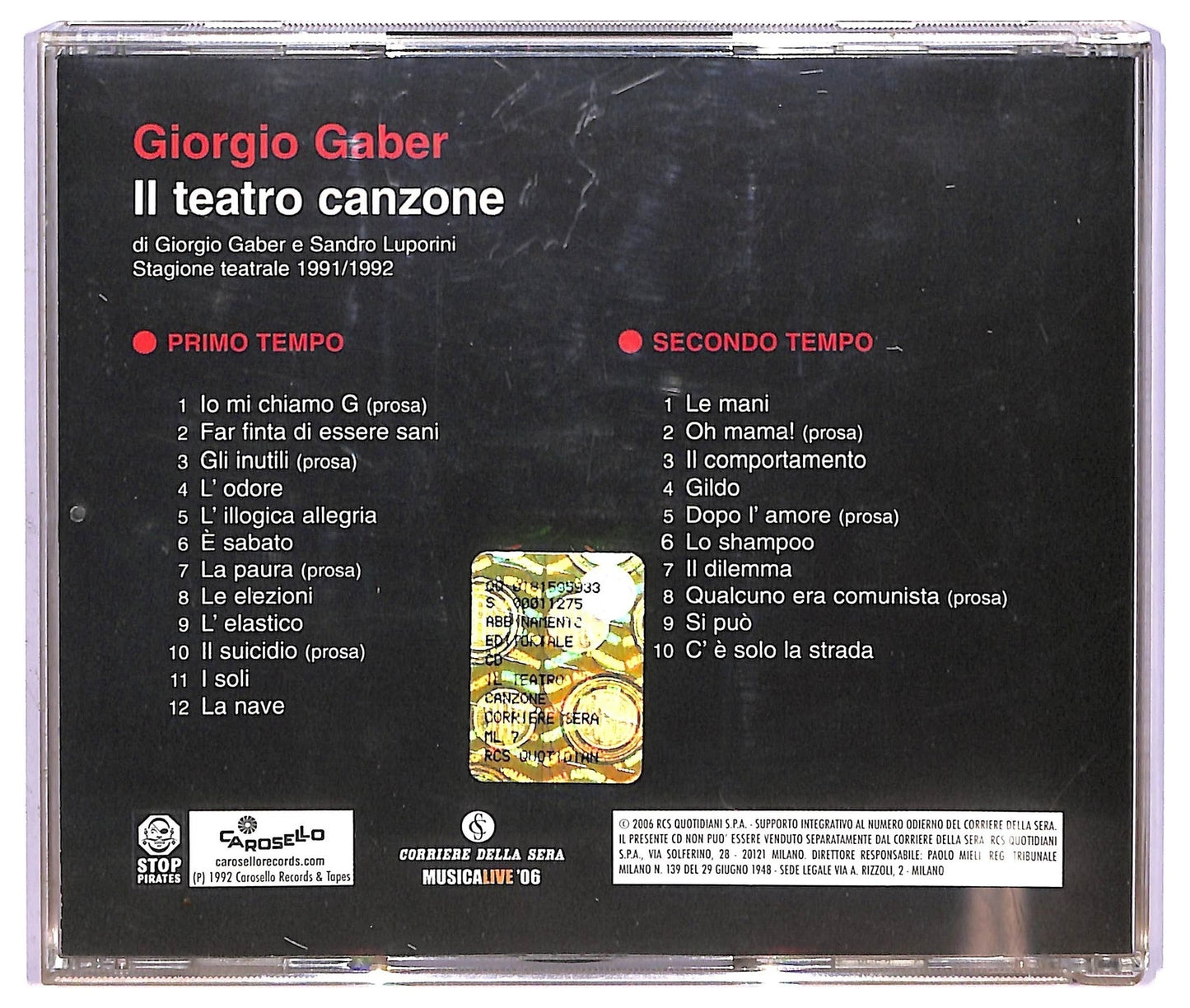 EBOND Giorgio Gaber - Il Teatro Canzone CD CD067225