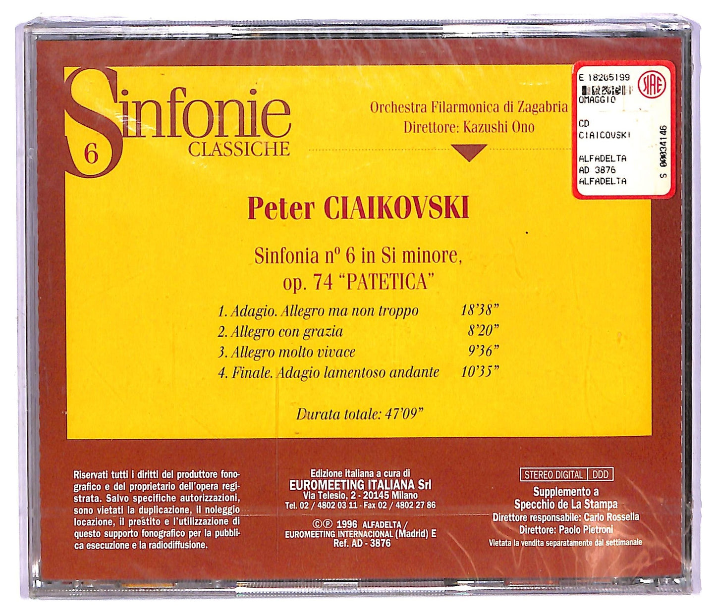 EBOND Ciaikovski - Sinfonia N. 6 In Si Minore, Op. 74 'Patetica' CD CD067239