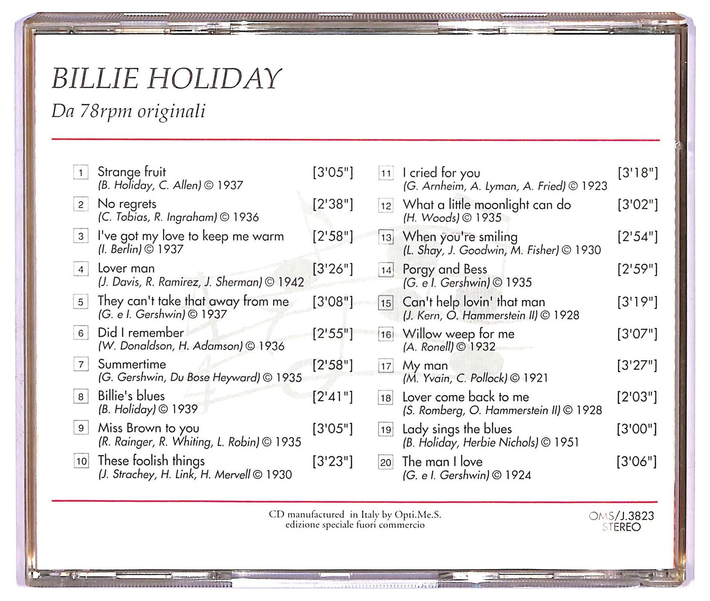 EBOND Various - Billie Holiday da 78rpm originali CD CD067240