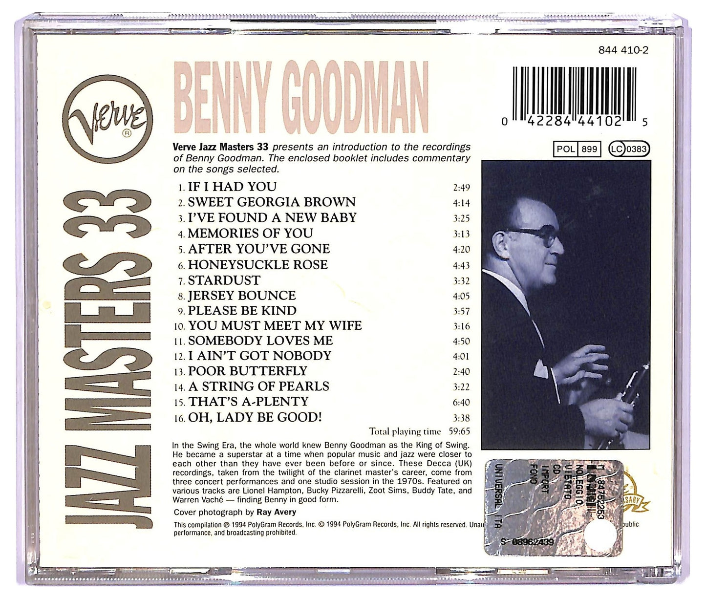 EBOND Benny Goodman - Verve Jazz Masters 33 COMPILATION JEWEL CASE CD CD067345
