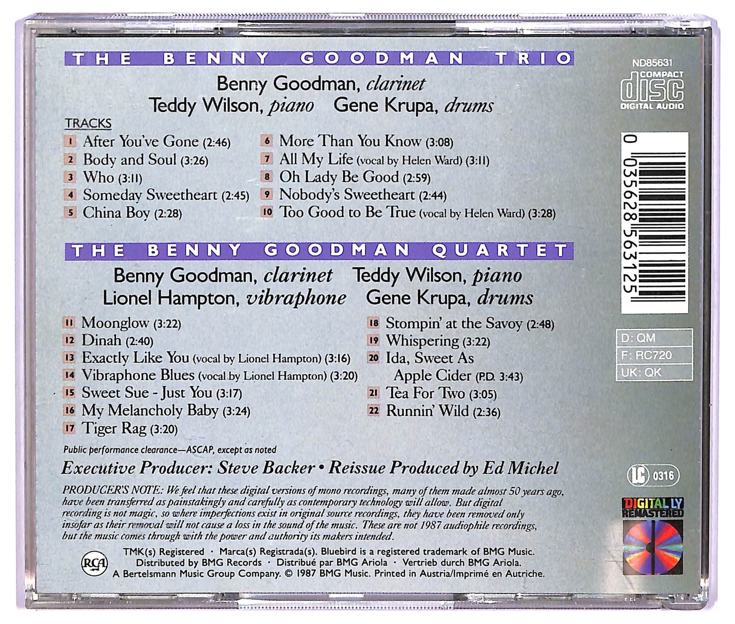 EBOND Benny Goodman - After You've Gone Vol. 1 COMPILATION JEWEL CASE CD CD067403