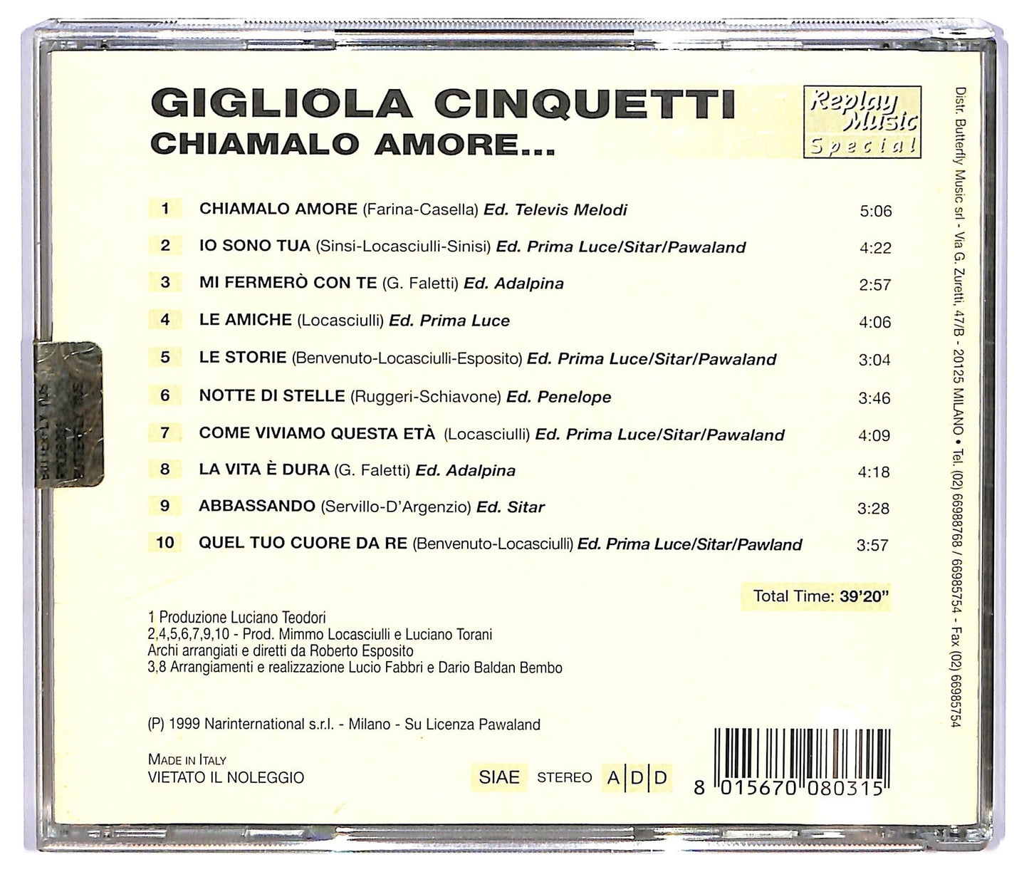 EBOND Gigliola Cinquetti Chiamalo Amore COMPILATION JEWEL CASE CD CD067421