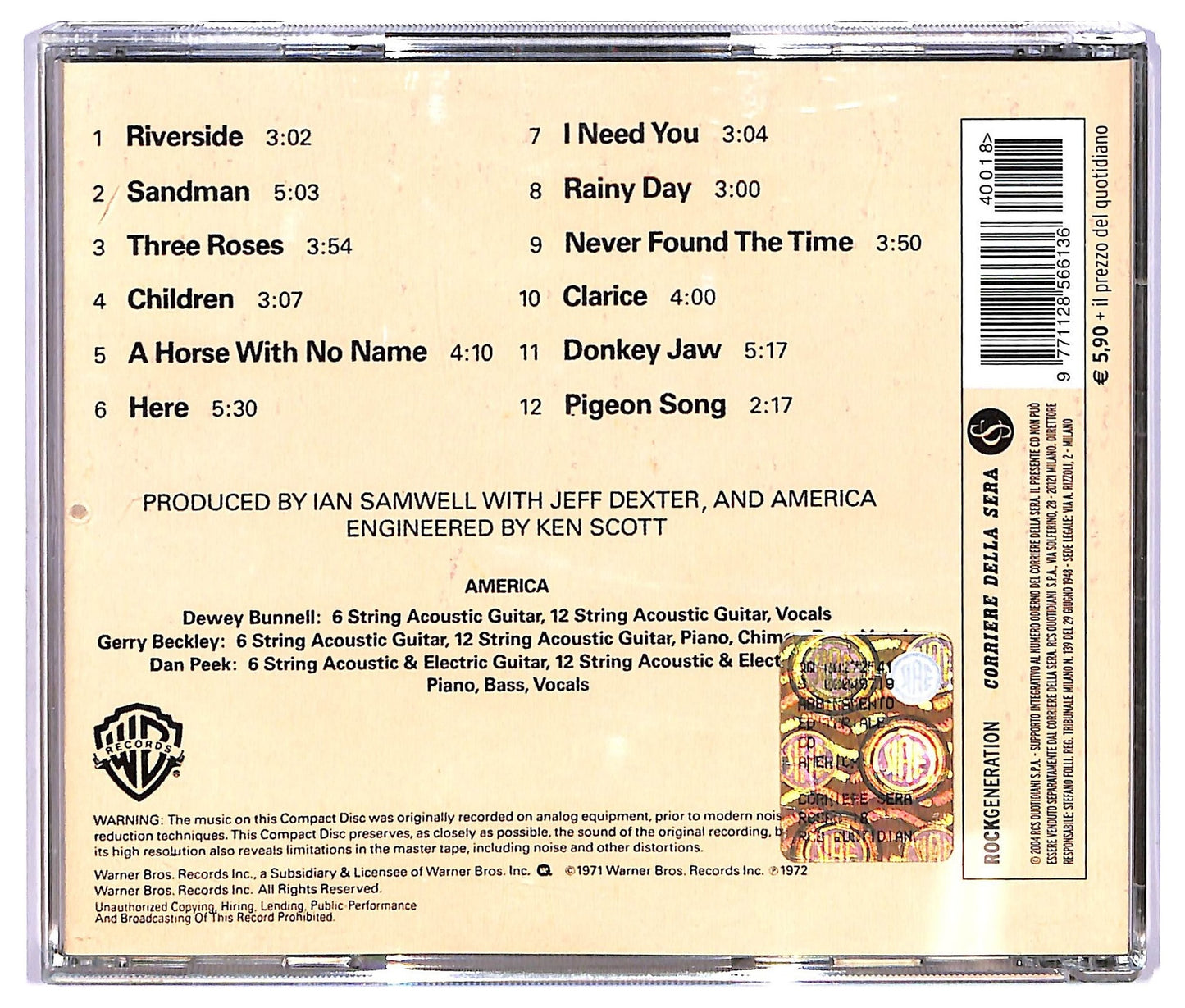 EBOND America - America ALBUM EDITORIALE JEWEL CASE CD CD067510