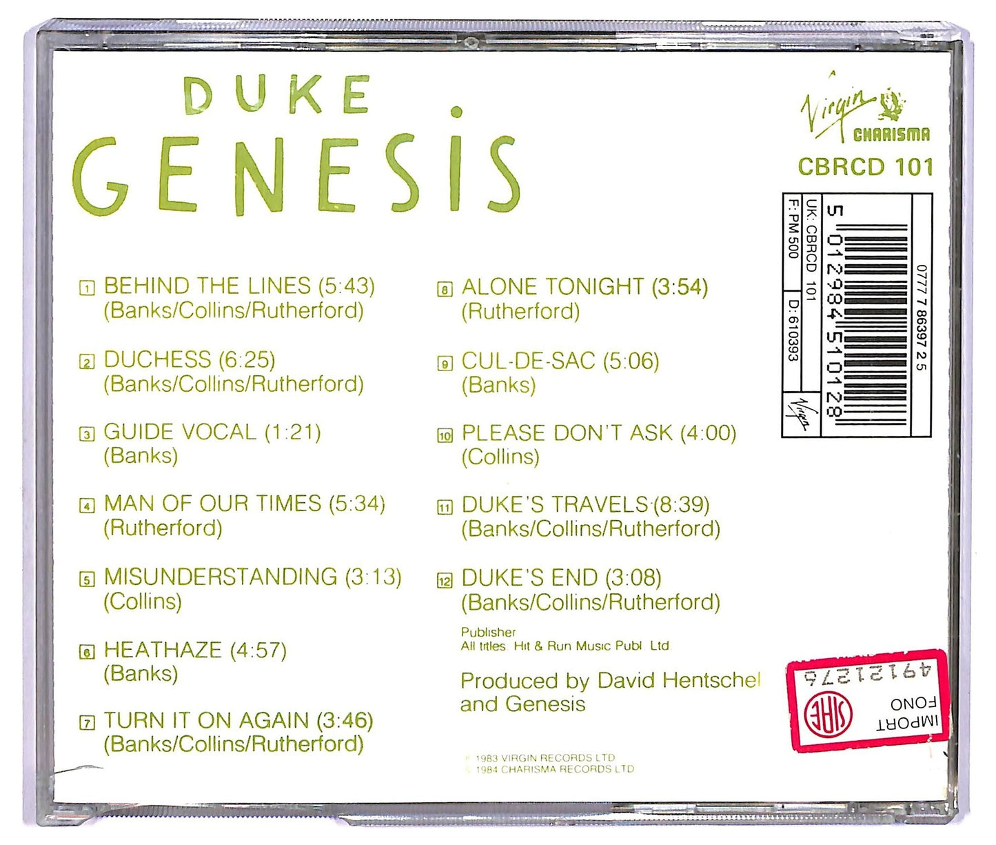 EBOND Genesis - Duke ALBUM JEWEL CASE CD CD067520