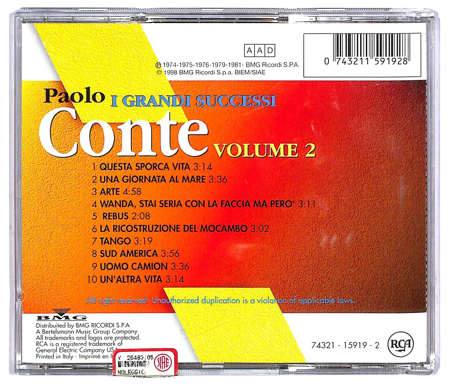 EBOND Paolo Conte - I Grandi Successi Volume 2 COMPILATION JEWEL CASE CD CD067561