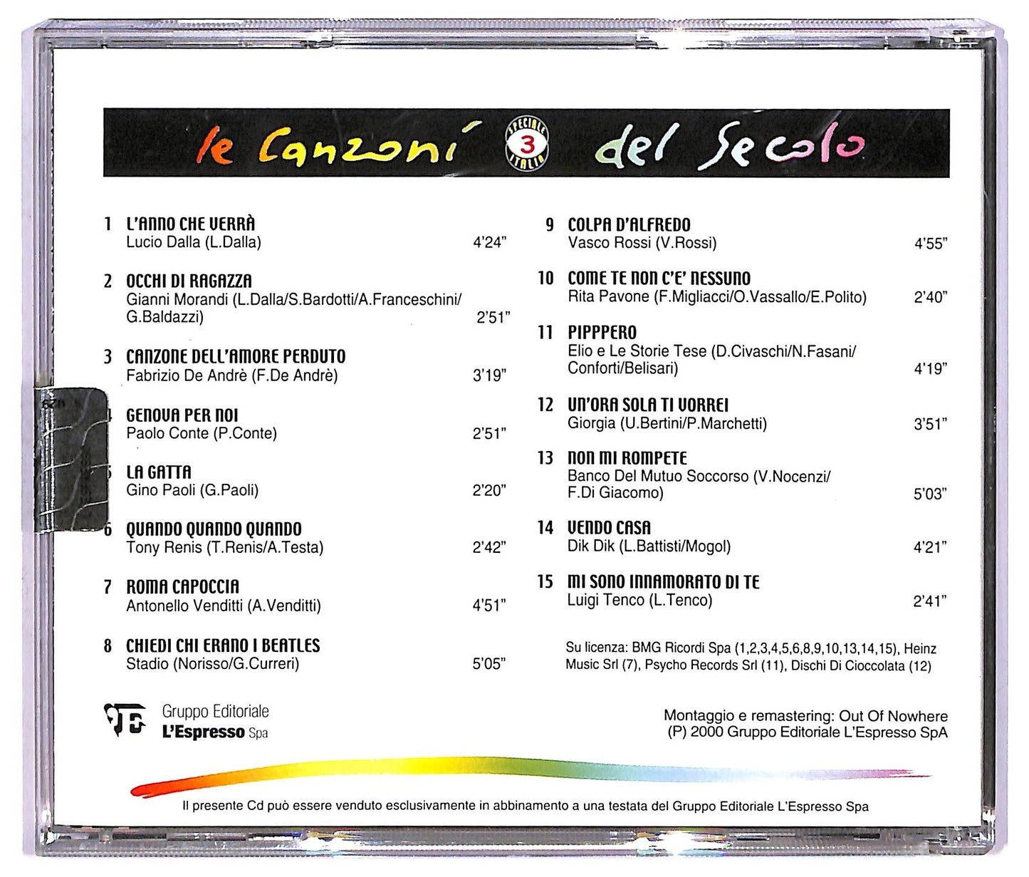 EBOND Various - Le Canzoni Del Secolo - Speciale Italia Vol. 3 COMPILATION EDITORIALE JEWEL CASE CD CD067652