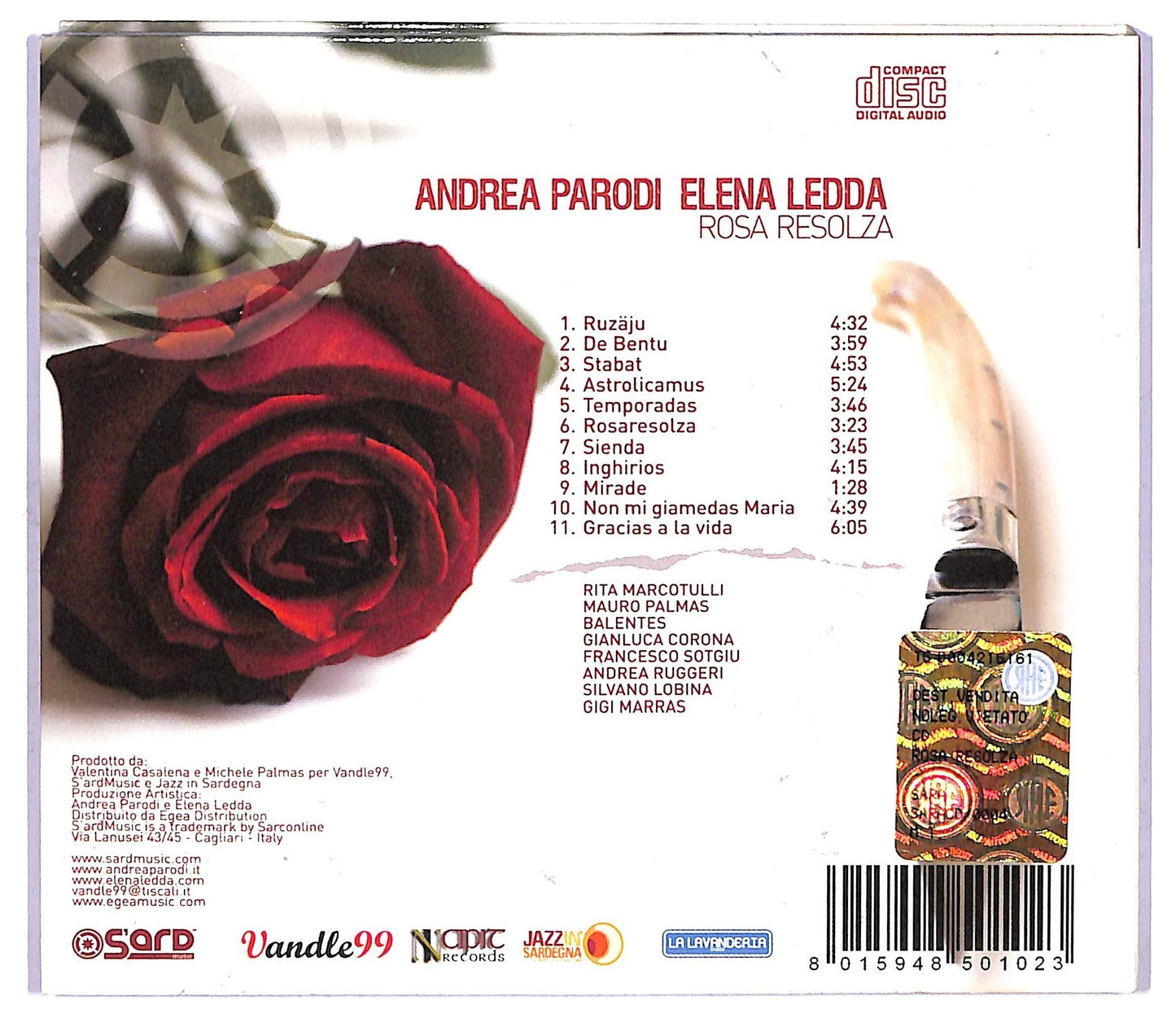 EBOND Andrea Parodi Elena Ledda - Rosa Resolza ALBUM DIGIPACK CD CD067811