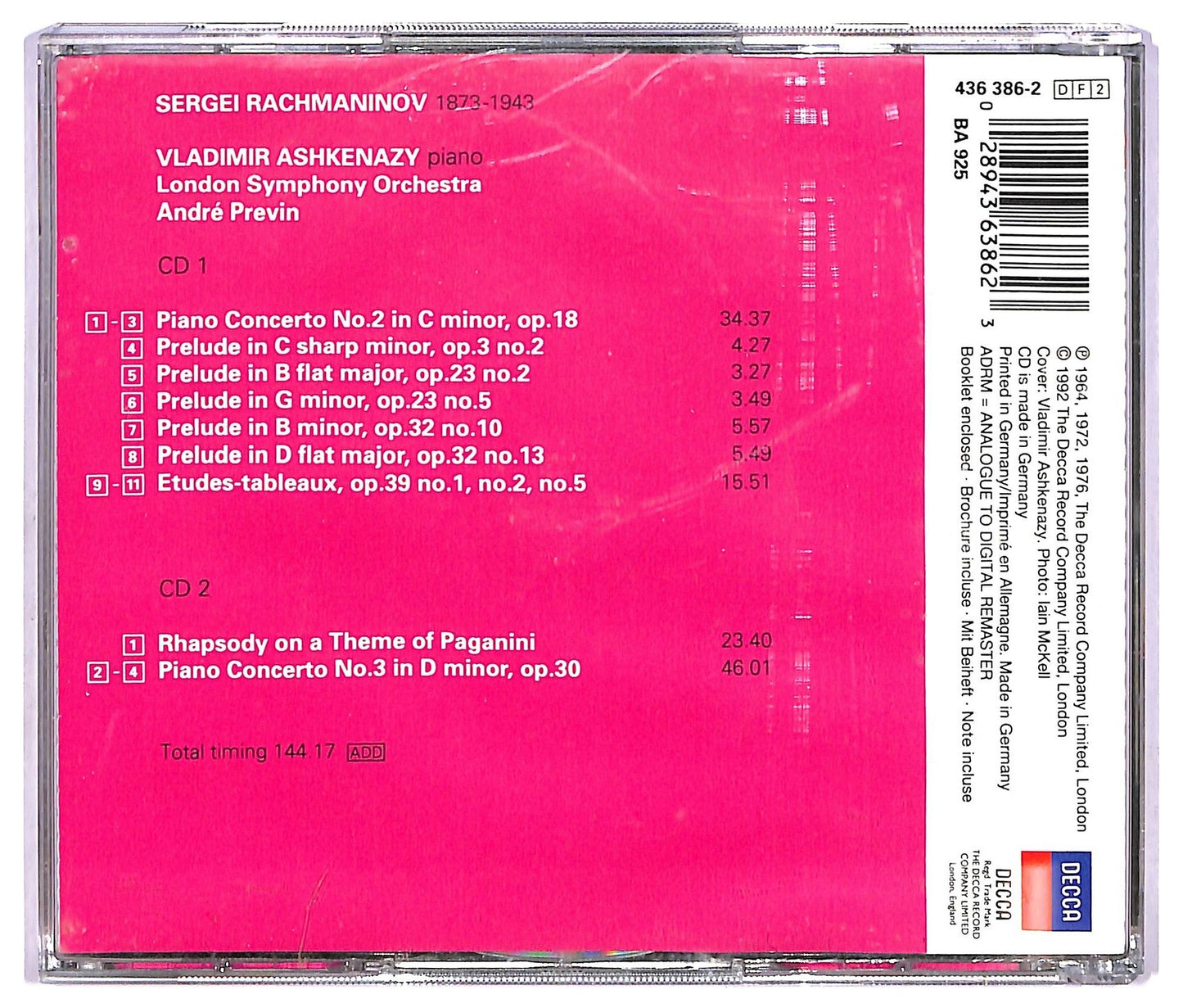 EBOND Rachmaninov - Vladimir Ashkenazy - Favourite Rachmaninov CD CD068412