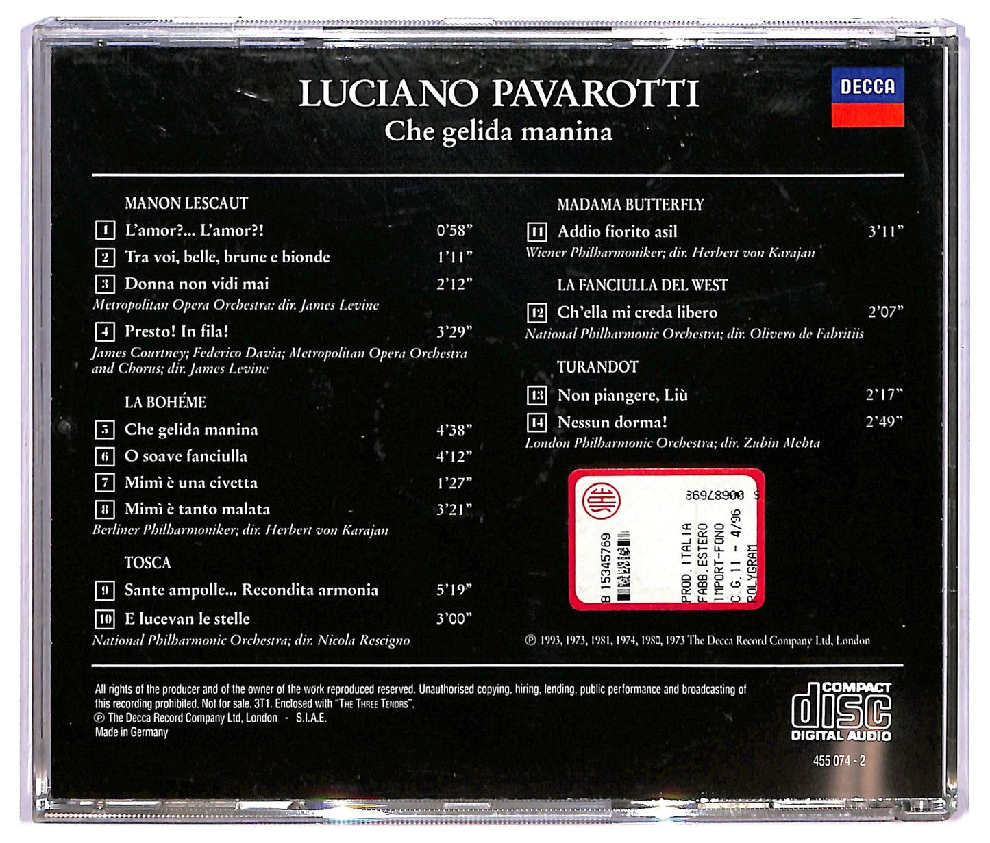 EBOND Luciano Pavarotti - Che Gelida Manina CD CD068520