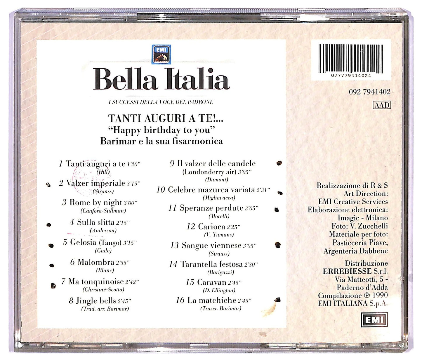 EBOND Barimar E La Sua Fisarmonica - Tanti Auguri A Te! Bella Italia CD CD068543