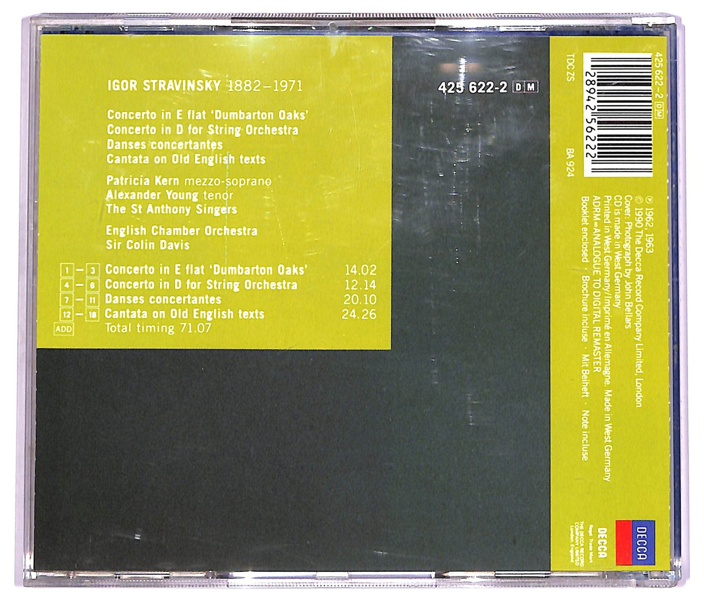 EBOND Stravinsky - Dumbarton Oaks, Danses Concertantes CD CD069548