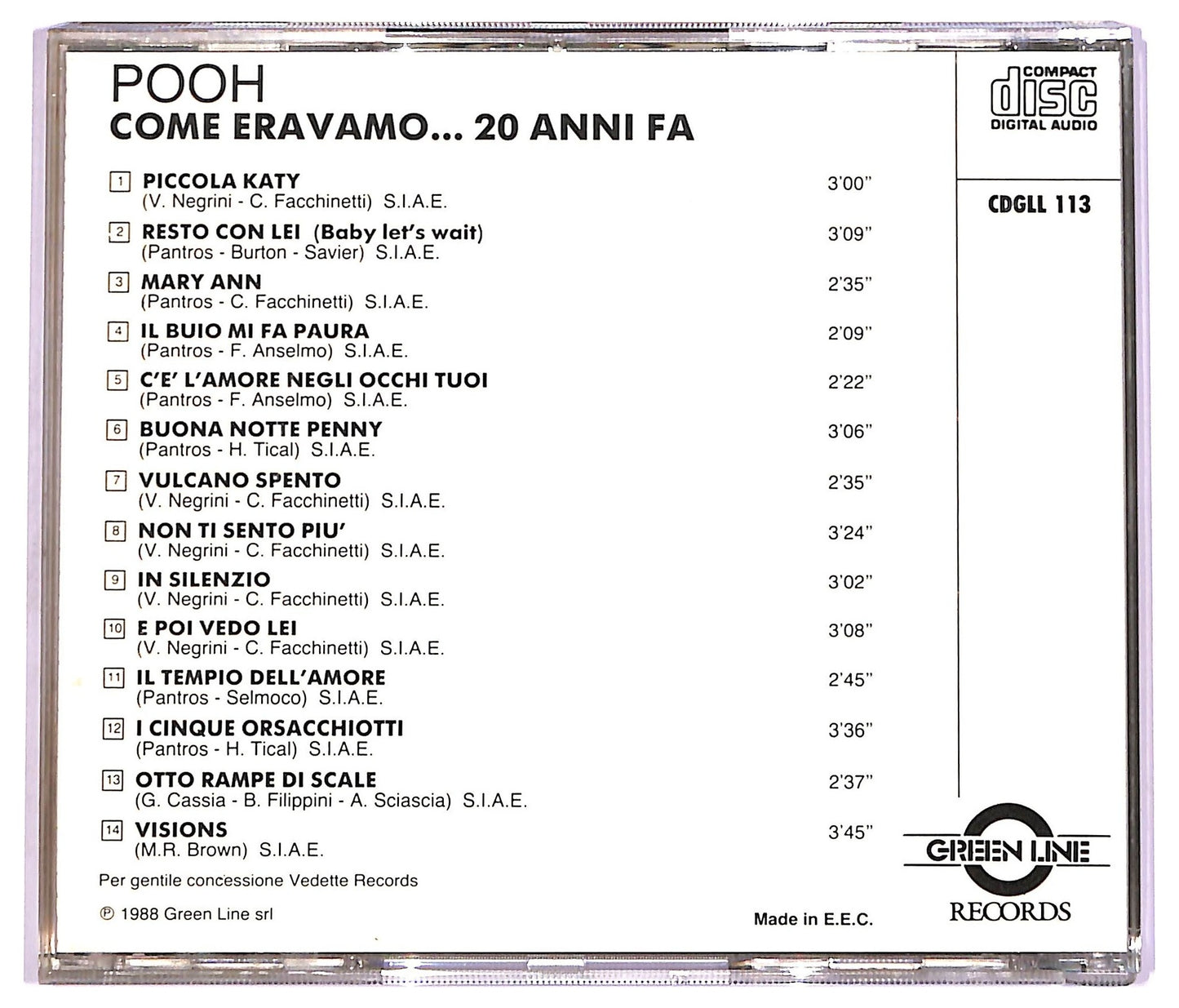 EBOND Pooh - Come Eravamo...20 Anni Fa CD CD069660