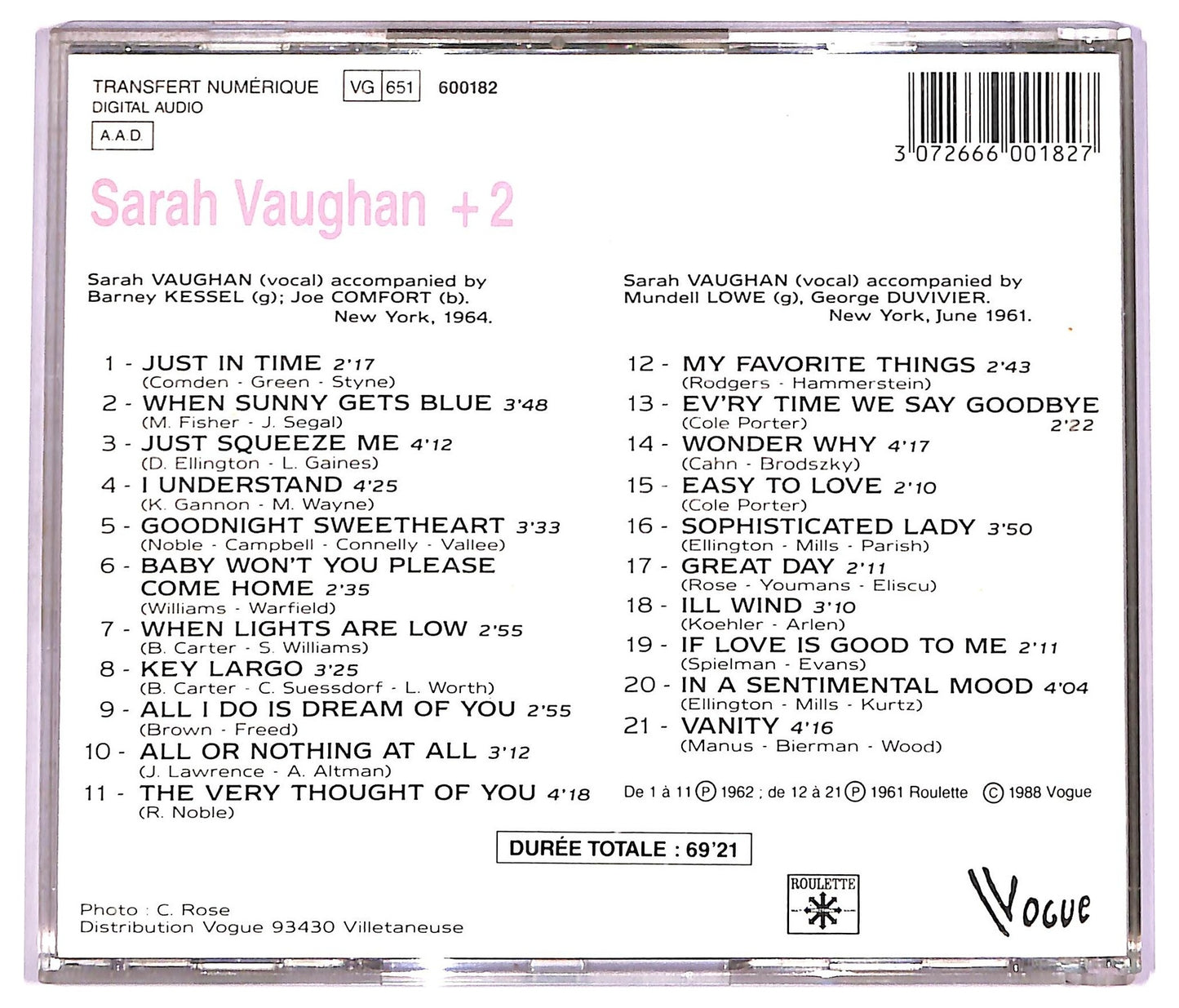 EBOND Sarah Vaughan - Sarah Vaughan + 2 CD CD069801