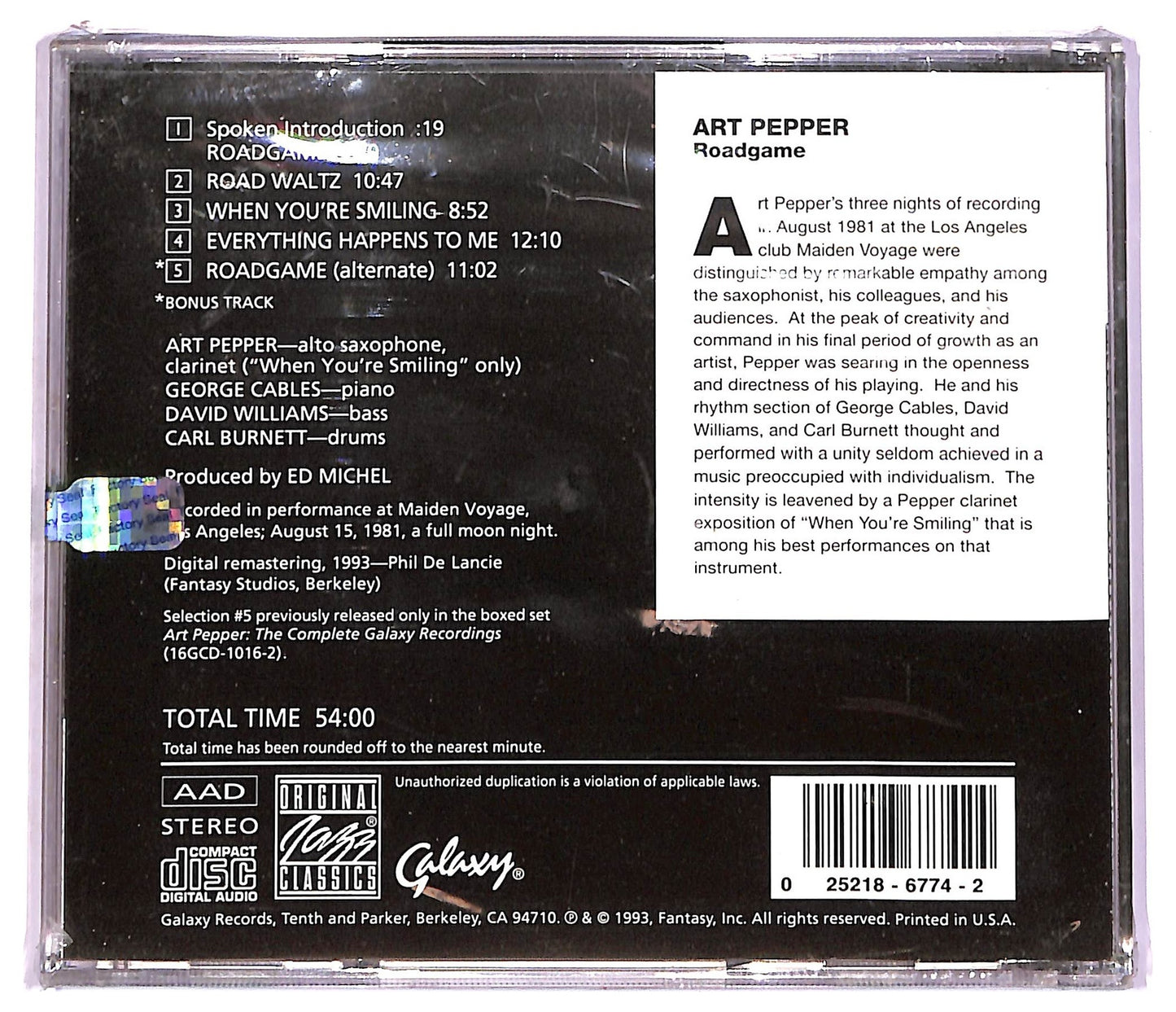 EBOND Art Pepper - Roadgame CD CD069816