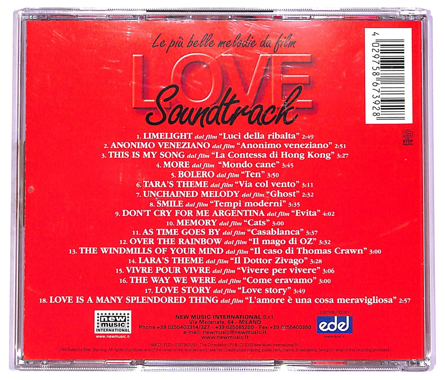 EBOND Various - Love Soundtrack - Le Piu Belle Melodie Da Film CD CD070035