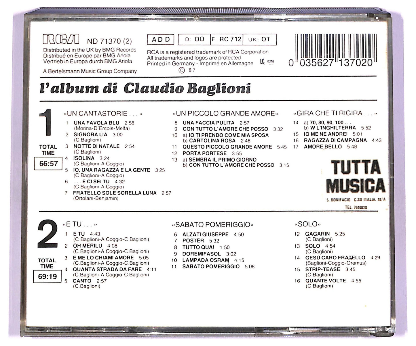 EBOND Claudio Baglioni - L'Album Di Claudio Baglioni CD CD070118