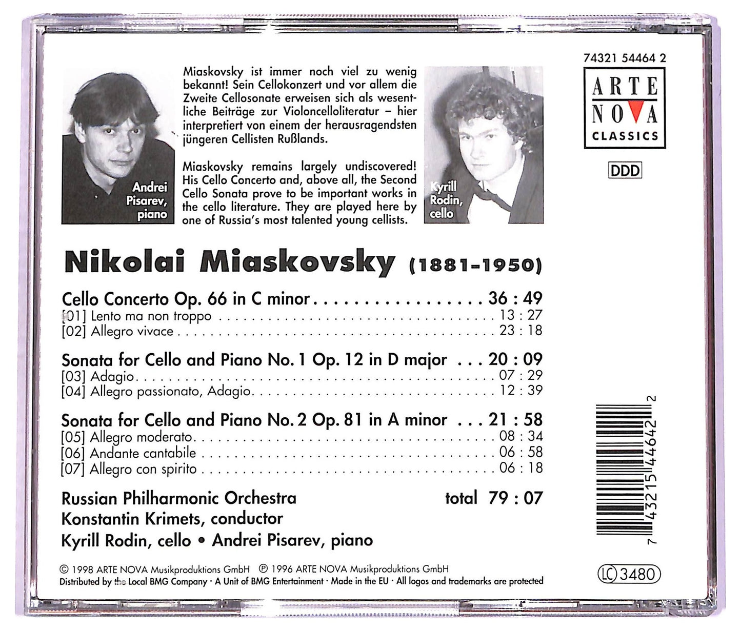 EBOND Nikolai Miaskovsky - Cello Concerto Op. 66 Cello Sonatas Nos. 1 & 2 CD CD070402