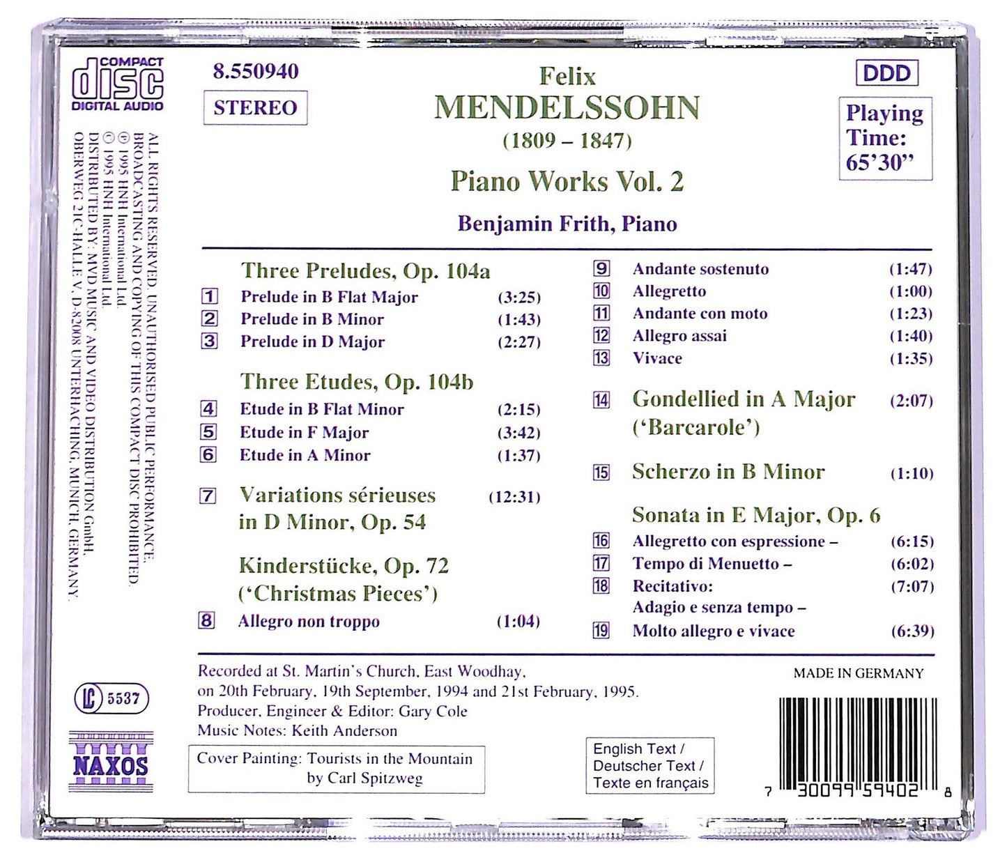 EBOND Mendelssohn , Benjamin Frith - Piano Works Vol. 2 CD CD070404