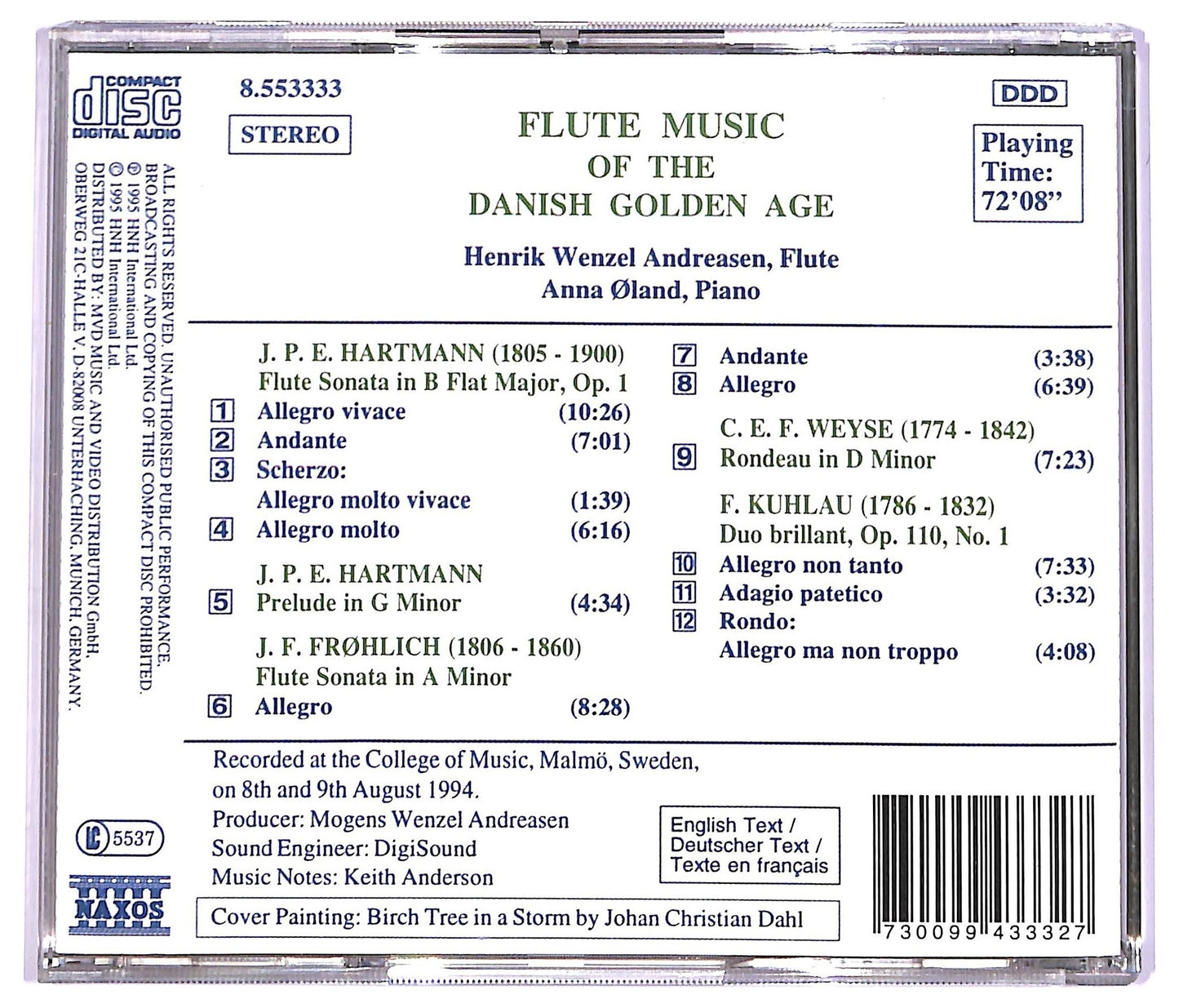 EBOND Henrik Wenzel Andreasen Anna Oland - Flute Music Of The Danish Golden Age CD CD070408