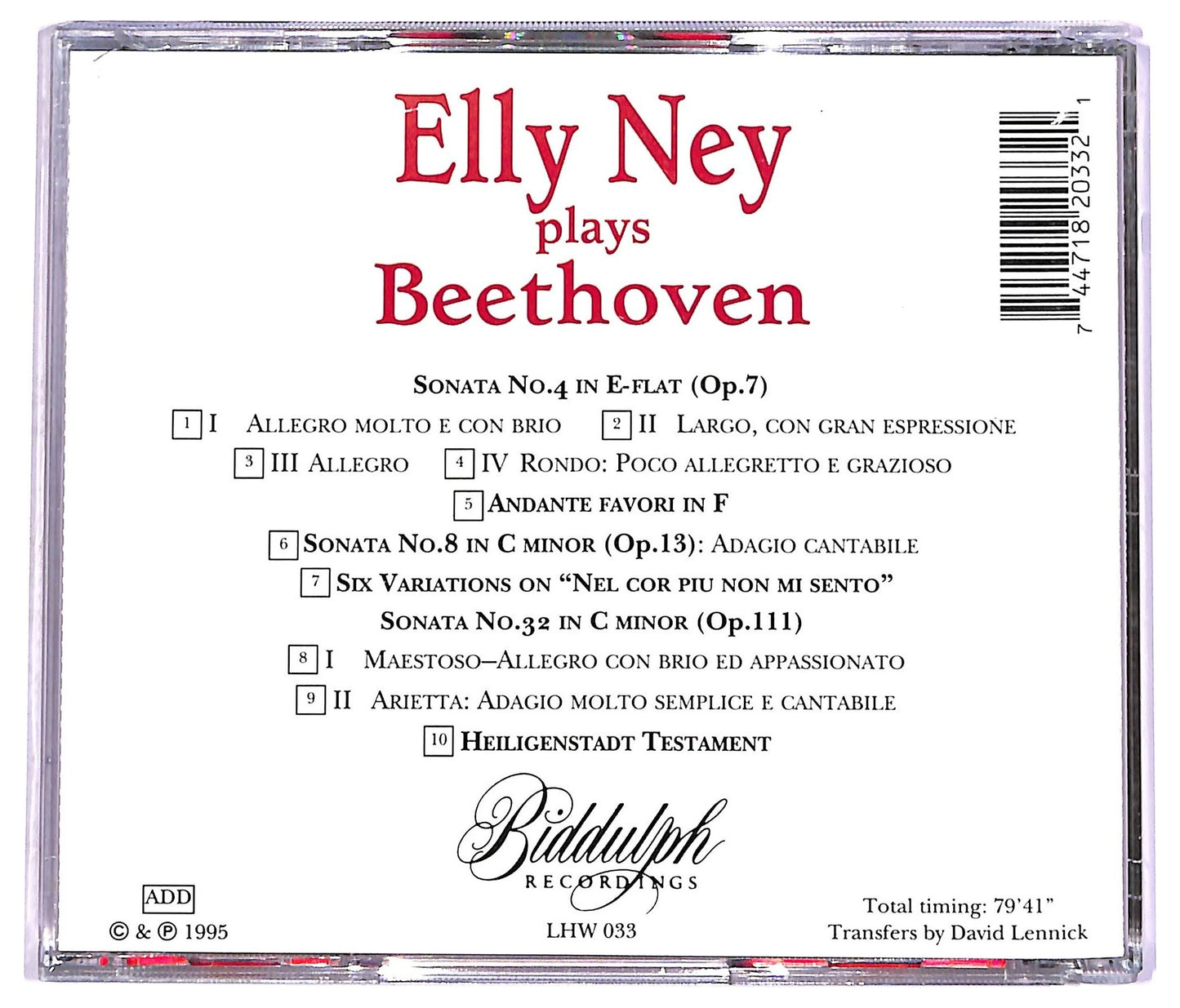 EBOND Elly Ney - Plays BeethovenThe Complete Pre-War Beethoven Recordings 1936/38 CD CD070412
