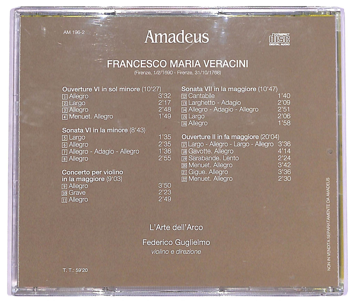EBOND Francesco Maria Veracini - Ouvertures concerti e sonate CD CD070414