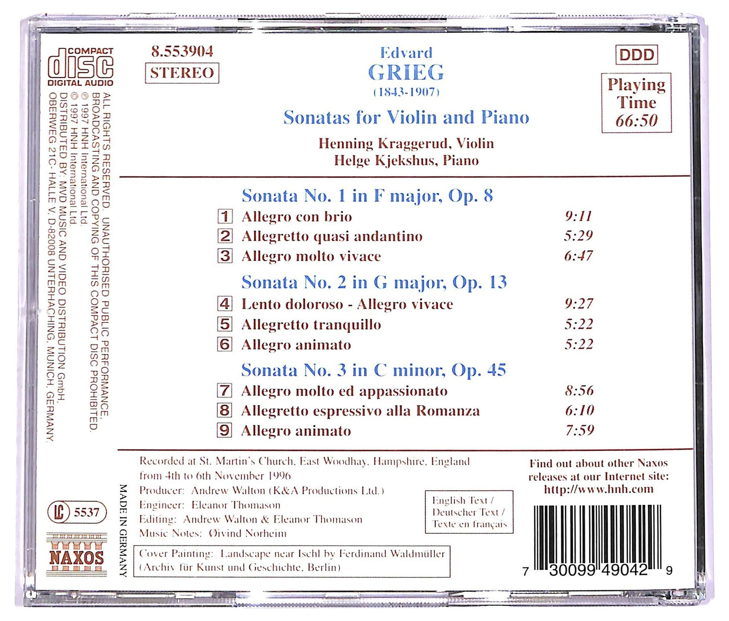 EBOND Grieg - Violin Sonatas Nos. 1-3 CD CD070437