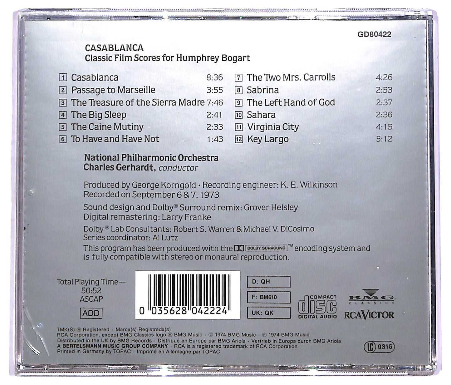 EBOND Charles Gerhardt - Casablanca - Classic Film Scores For Humphrey Bogart CD CD070446