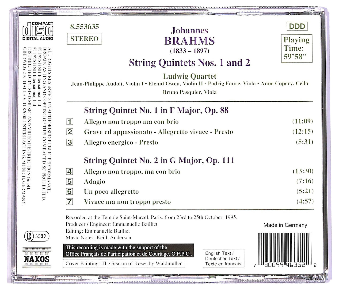 EBOND Brahms - Ludwig Quartet - String Quintets Nos. 1 And 2 CD CD070448