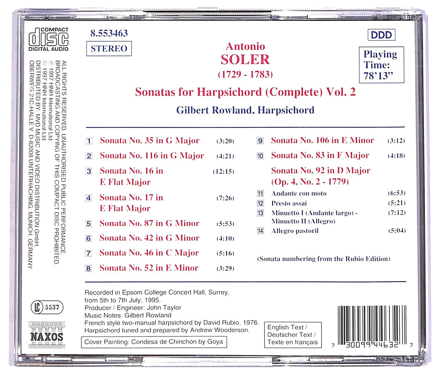 EBOND Antonio Soler - Sonatas For Harpsichord (Complete) Vol. 2 CD CD070453