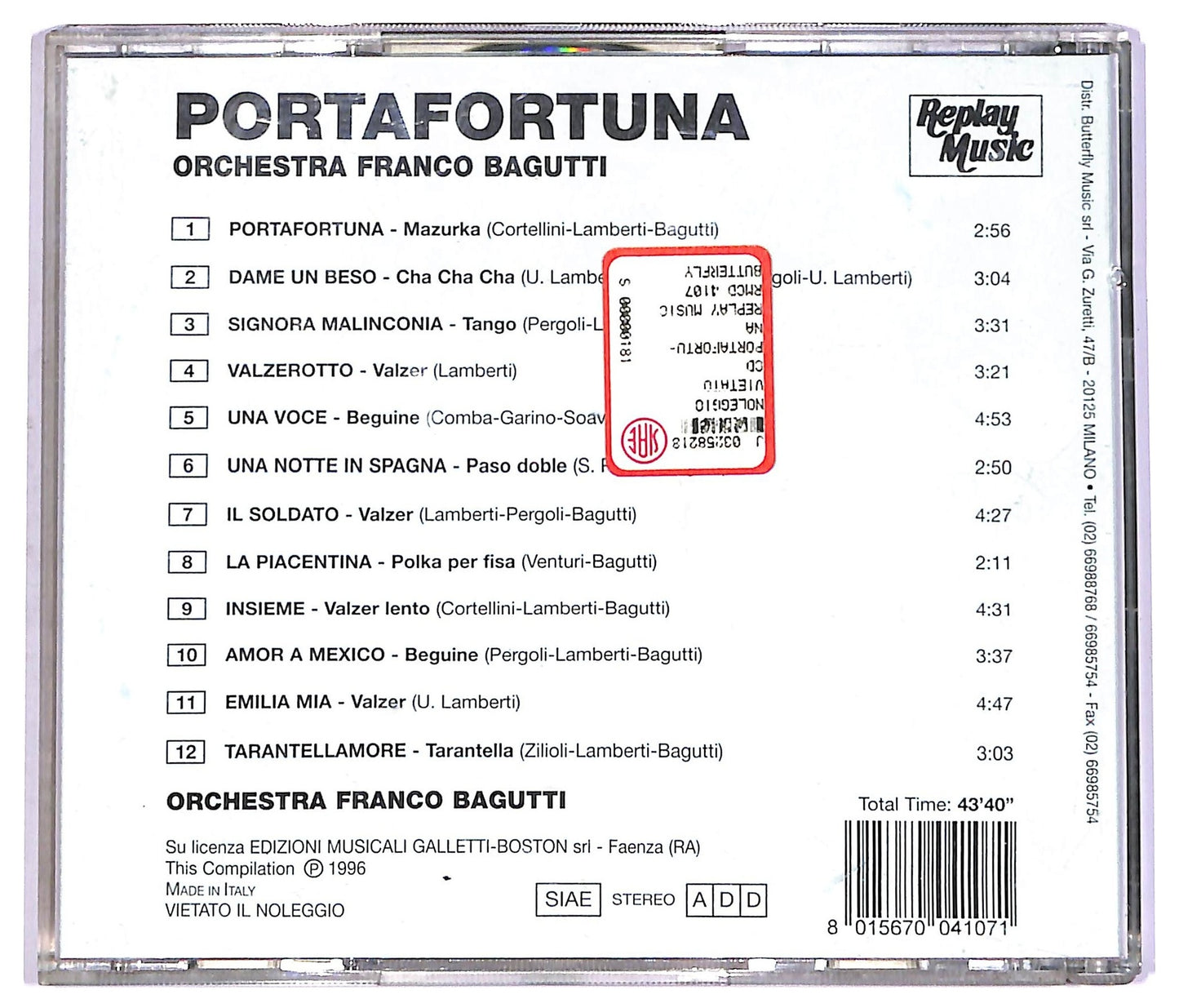 EBOND Orchestra Franco Bagutti - Portafortuna CD CD070719